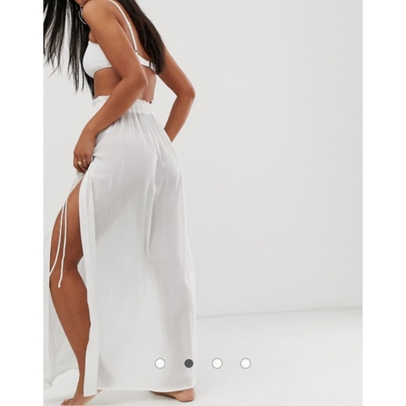 ASOS DESIGN maxi beach skirt with lace up sides in - Picture 2 of 4